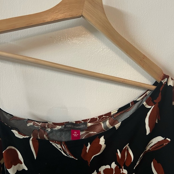 Vince Camuto Asymmetrical Black and Red Floral Dress - Picture 3 of 7